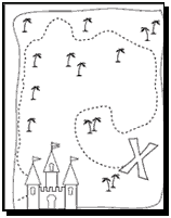 Childrens Treasure Map Coloring Page