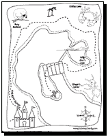 Pirate treasure map coloring pages